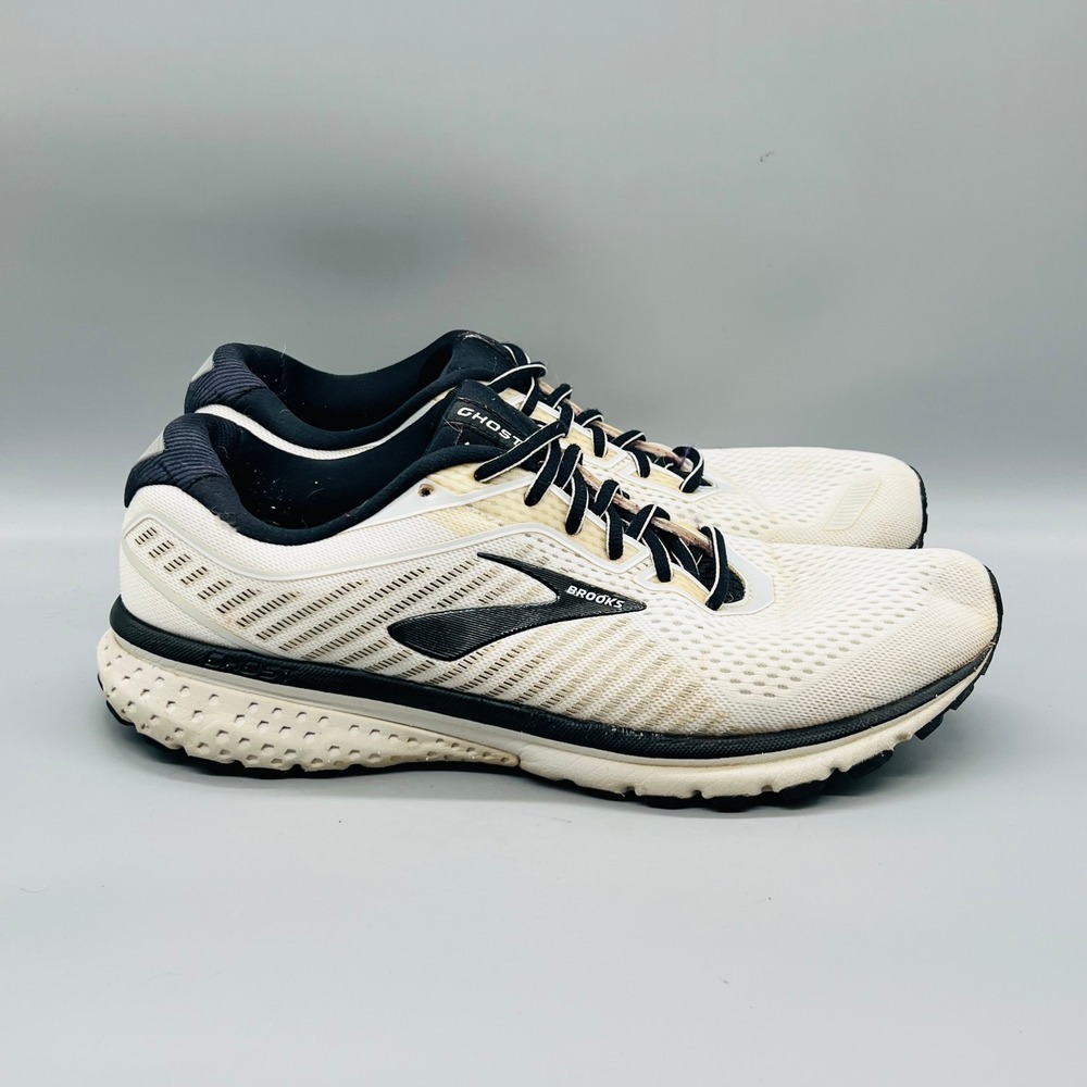 Brooks Shoes Mens 11.5 White Black Mesh Ghost 12 Road Running Athletic Sneakers
